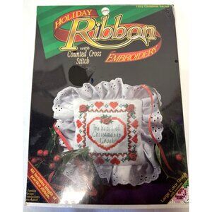 Holiday Ribbon Counted Cross Stitch Kit "Heart Of Christmas Is Love"